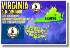 Virginia Geography - NEW U.S State Travel POSTER