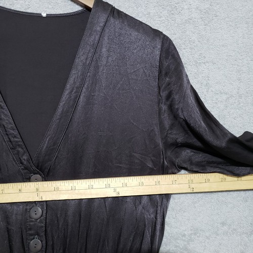 Nation Ltd Jumpsuit Small Salma Satin Crop Long Sleeve Black Drawstring Pockets - Picture 8 of 21