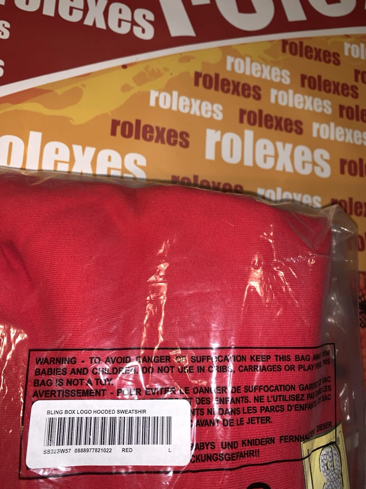 Felpa con cappuccio Supreme Bling Box logo rosso