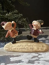 Blossom Bucket SUZI Skoglund Snowball Fight Snowmen Figurine - Retired Christmas