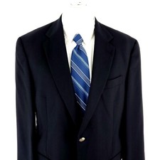 Hart Schaffner Marx 1887 Wool 2 Silver Button Blazer 40R Black