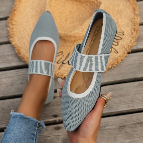 Damen Ballerinas mit Farbblock-Strickdesign – Elegante Flats mit spitzer Zehenpa - Bild 18 von 38