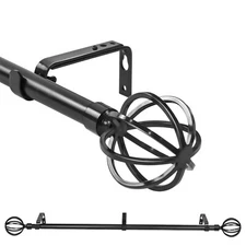 3/4" Steel Cage Ball Window Drapery Curtain Rod Set, 28"-48"/48"-84"/84"-120"