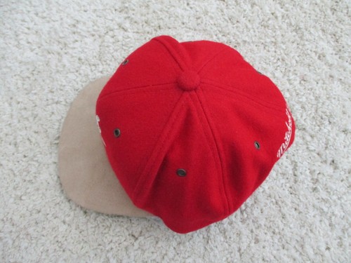 Miami Heat Hat Men's OSFA Red Wool Leather Strap Back Suede Bill Mitchell Ness - Picture 9 of 16
