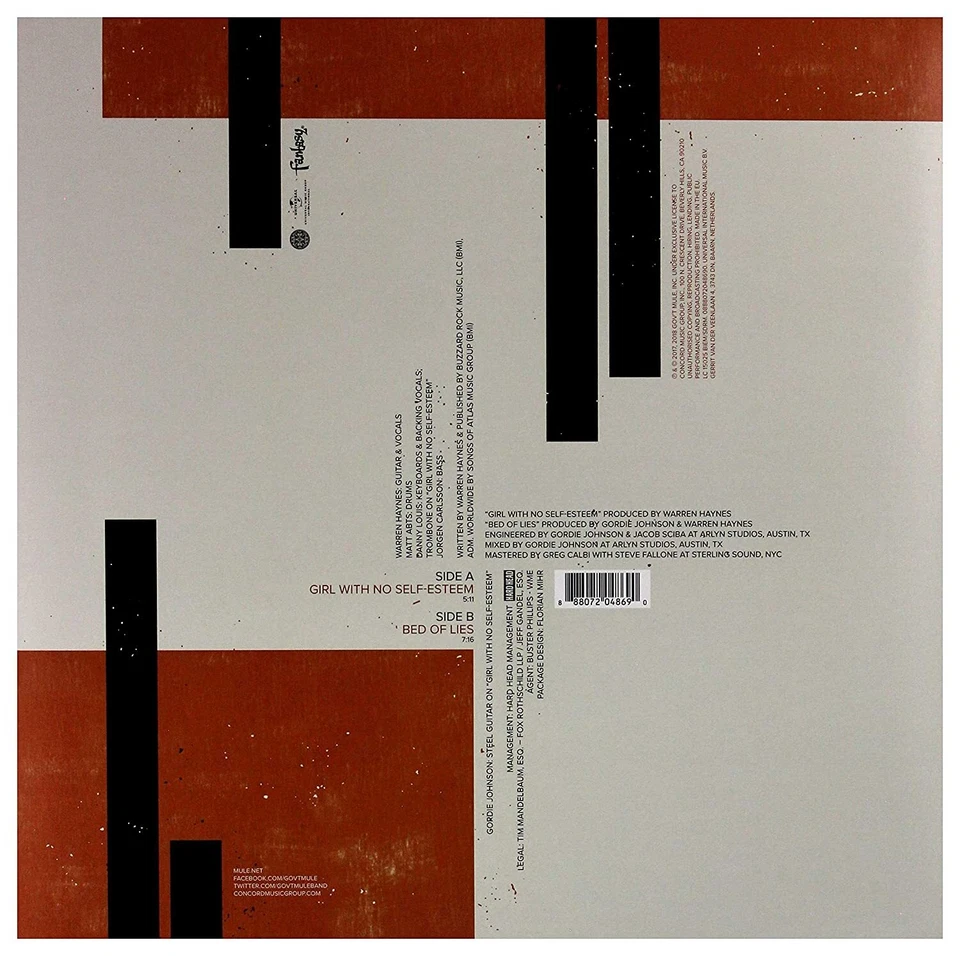 GOV'T MULE - GIRL WITH NO SELF-ESTEEM/BED OF LIES (RSD 2018) VINYL LP NEW! - Image 2 of 2