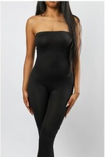 One Piece Halter Top Sleeveless Bodysuit Black New With Tags Small/Medium/Large
