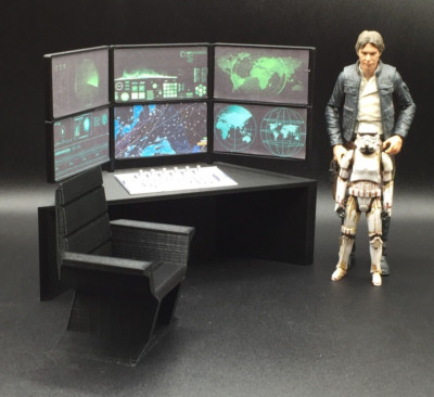 CUSTOM STAR WARS SURVEILLANCE COMPUTER TABLE + CHAIR FOR 6'' FIGURE GI JOE (P16)