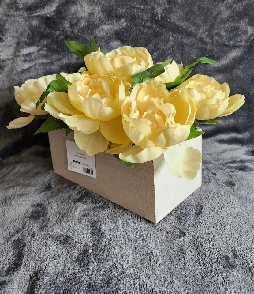 全新 黄色或白色 牡丹布置 木盒 / 中心件/ 家居装饰 — 第 4/4 张图片