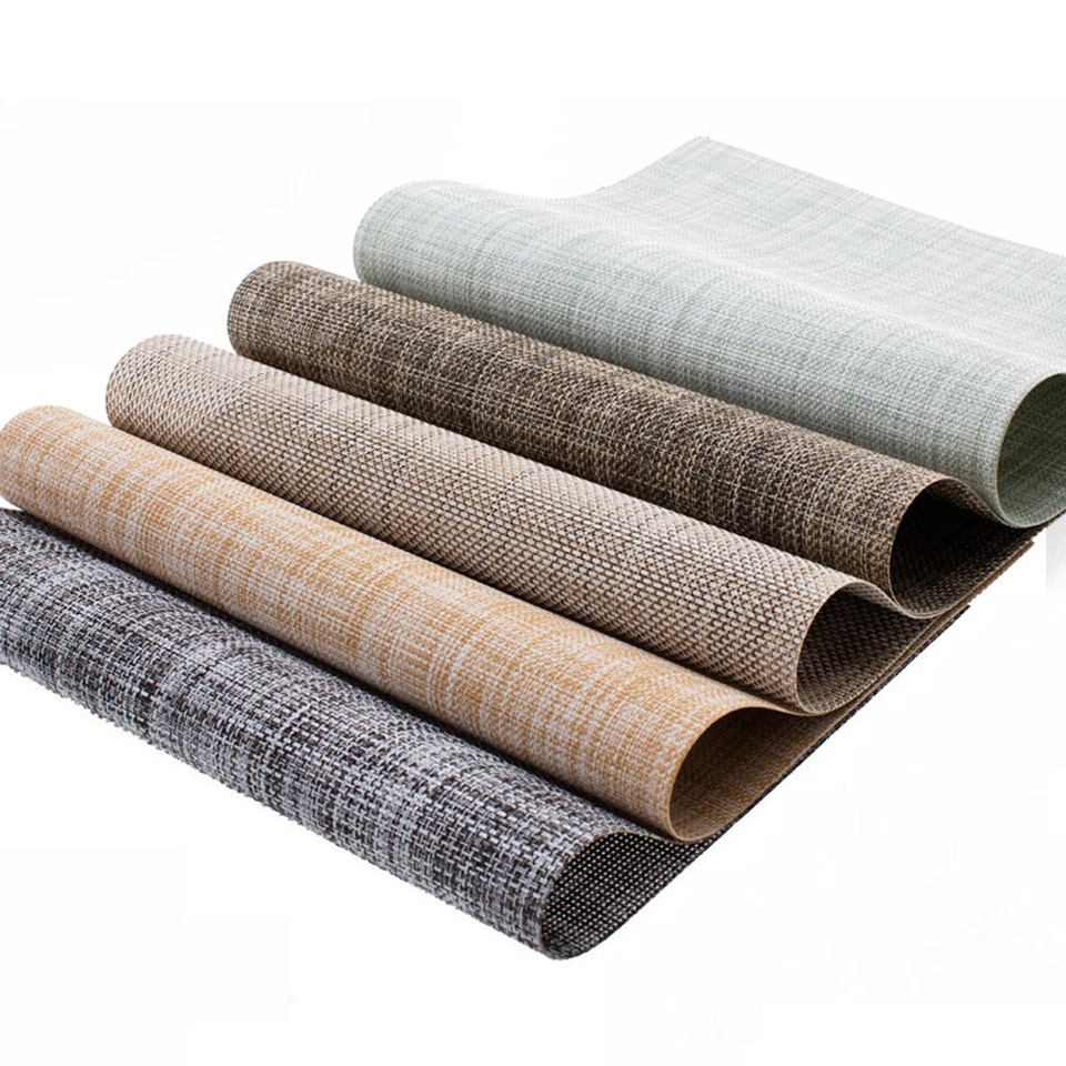 Rectangle Braided Thick Insulation Pad Tableware Mats Non-Slip Placemats Decor - Image 2 of 4