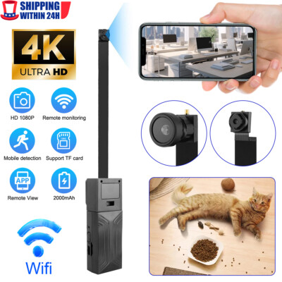 4K Mini Camera: WiFi Motion Alerts & DIY Mini Mount 1H Battery/24-7 Recording US