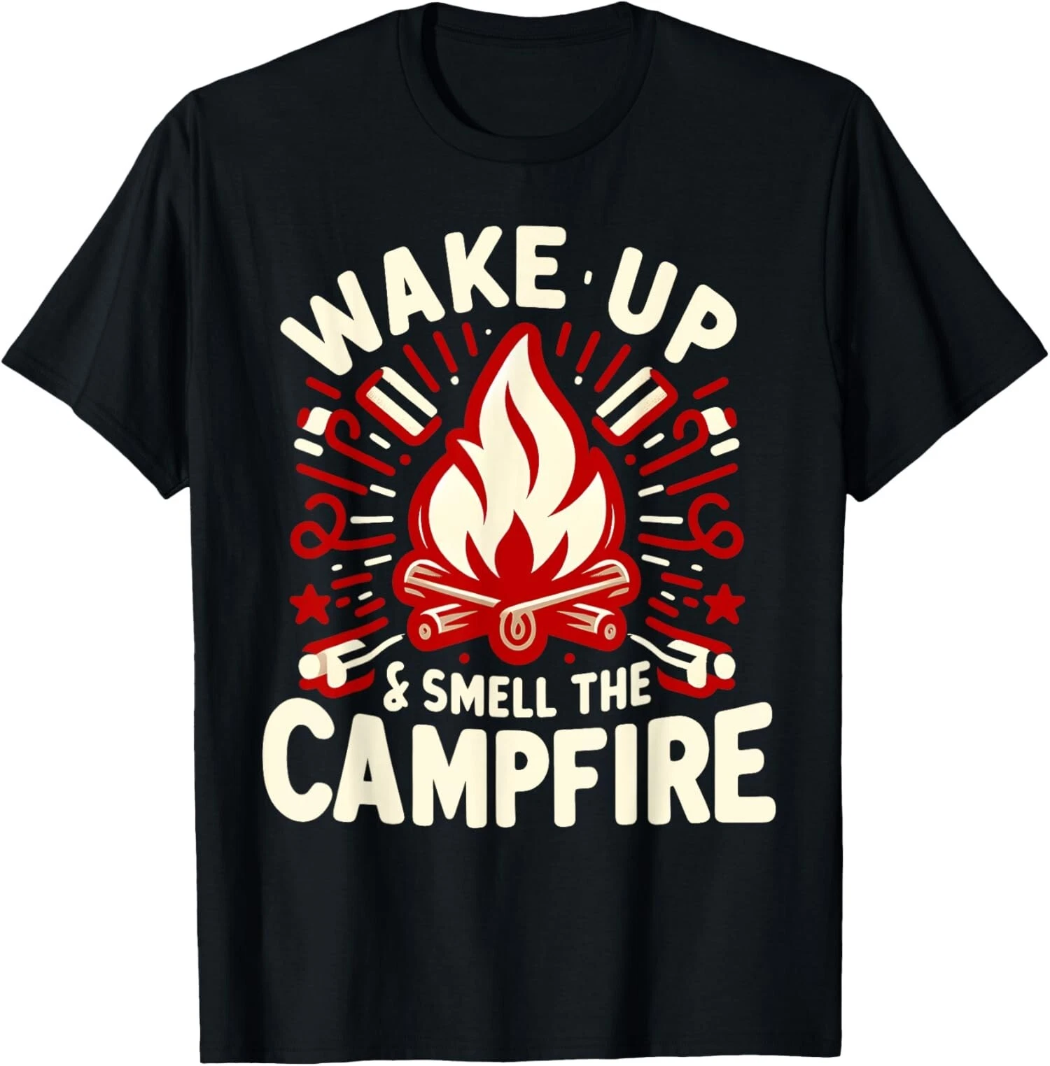 New Limited Funny Camping, Wake Up and Smell the Campfire Camping T-Shirt
