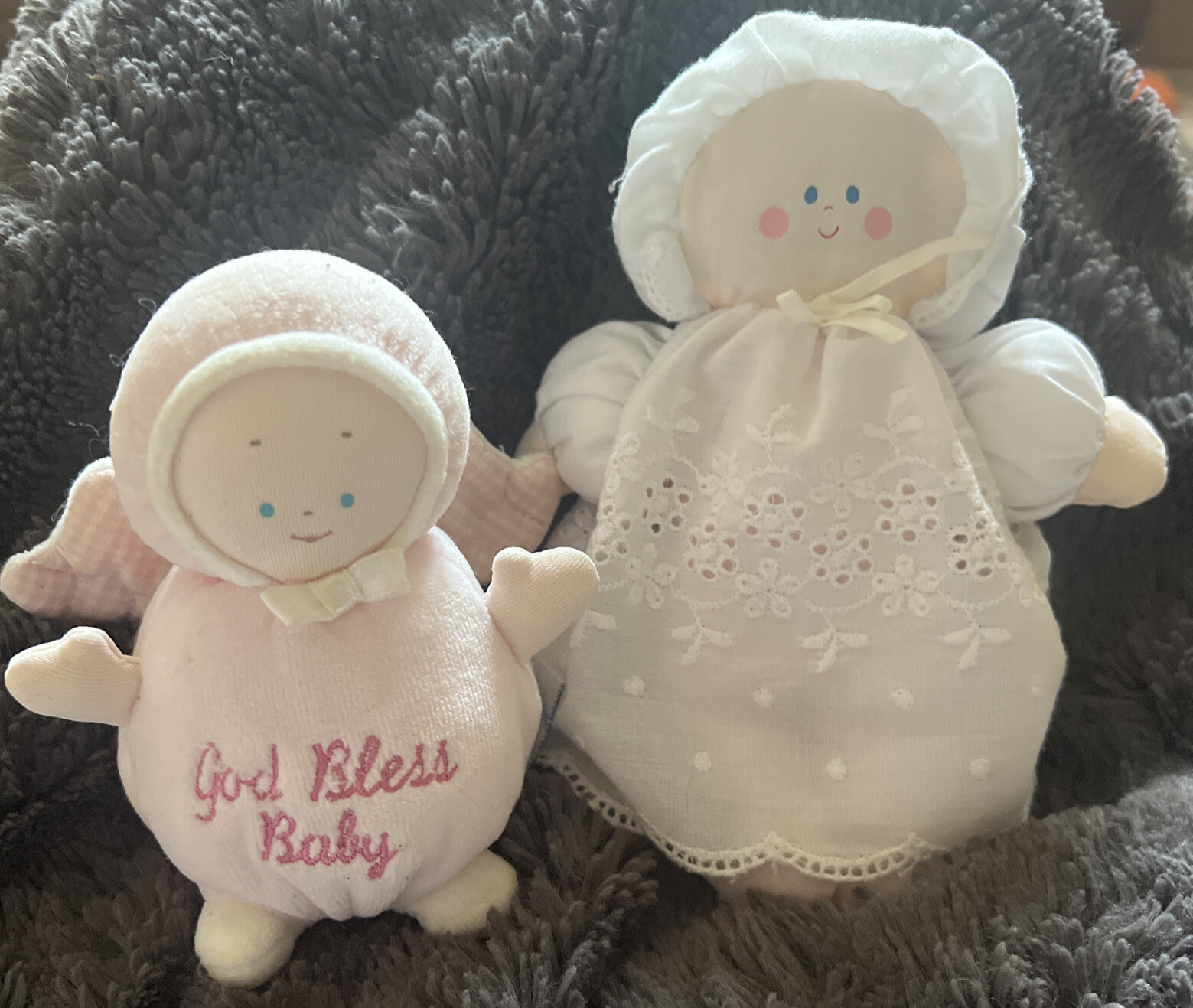 Vtg Eden + Baby Gund Bonnet Lace Girl Doll Plush Lovey Toy R