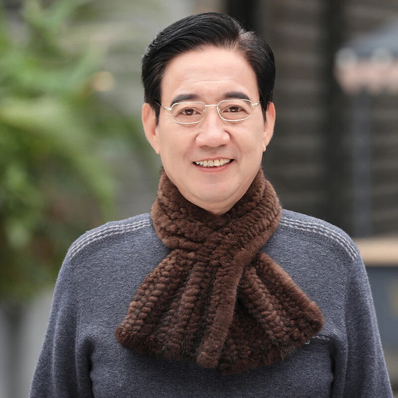 Un conjunto cálido sombrero de piel de visón real para hombre + bufanda gorra de pico tocado boina de dicer Foto 3 de 4