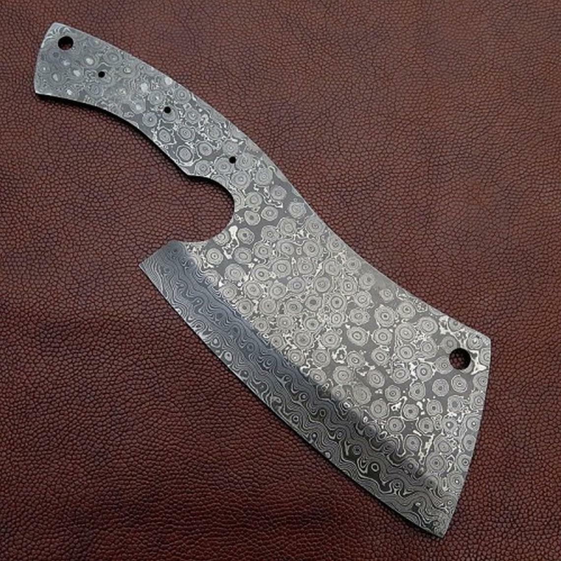 9" Custom And Handmade Damascus Steel Blank Blade Chef Cleaver / Chopper Knife