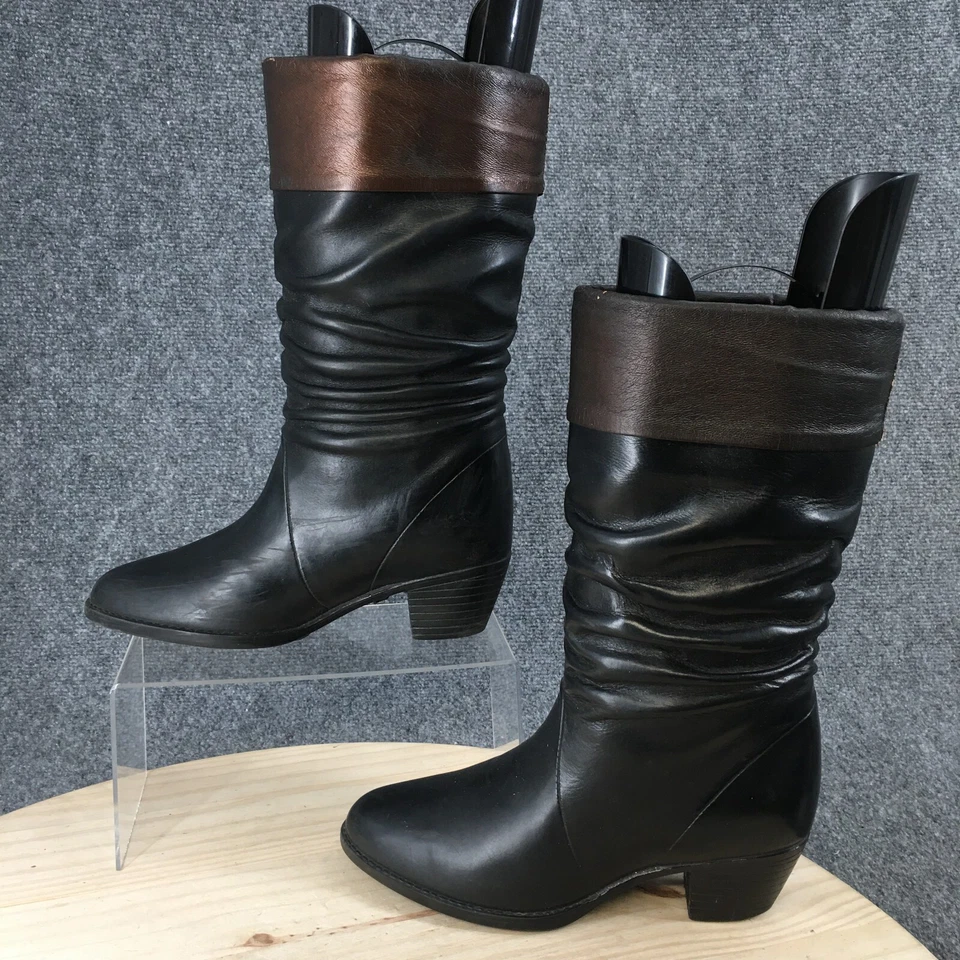 Botas Cougar Femininas 7 Médio Isolamento Puxador Couro Preto Salto Canadá - Imagem 2 de 4