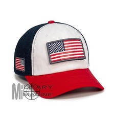 USA American Flag Hat Red/White Detachable Patch Micro Mesh Tactical Cap