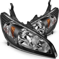 Black Housing Headlights Assembly Fits 2004-2005 Honda Civic Left Right Side