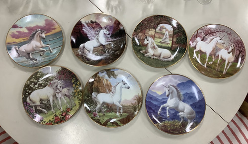 Vintage Enchanted World of the Unicorn 1992 Ruth Sanderson Teller Sammlung. Set 7 - Bild 1 von 7