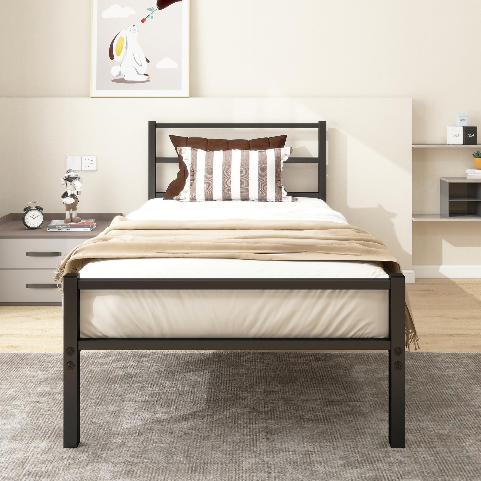 ARFARLY Telaio letto in metallo 90 x 200 cm, struttura letto con rete a (S0C)