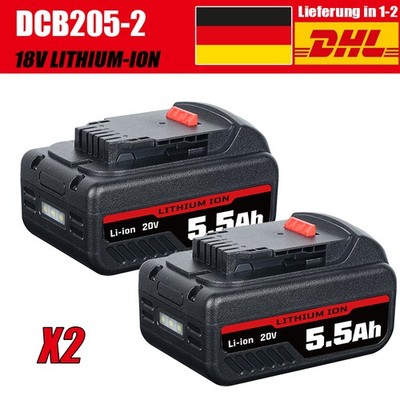 DCB200 5,5Ah 20V AKKU Für DeWalt 20 Volt Max  Li-Ion Akku DCB184 DCB182 DE