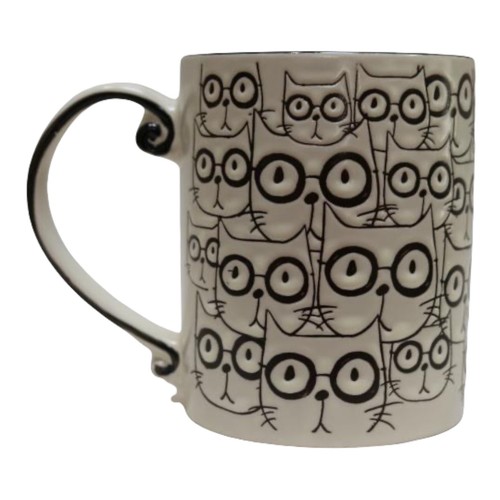 NEW Spectrum Pink Multitude of Cats in Glasses Kitten Cat Tabby Coffee 16 oz Mug - Picture 2 of 2