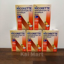 LOT OF 5 - Nicorette 2mg Nicotine Gum Fruit Chill 100 Pieces 09/28 - SHIPS TODAY