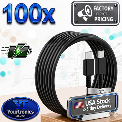 100x USB-C to USB-C Fast Charge Cables Quick Type Charger Bulk Wholesale OEM