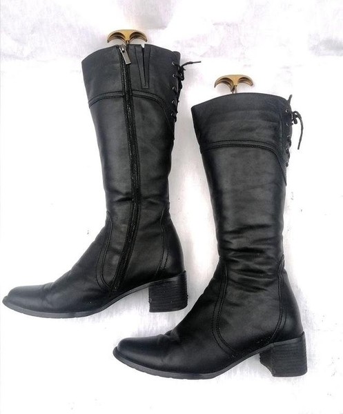 Women Club Monaco Boots Black Leather 41
