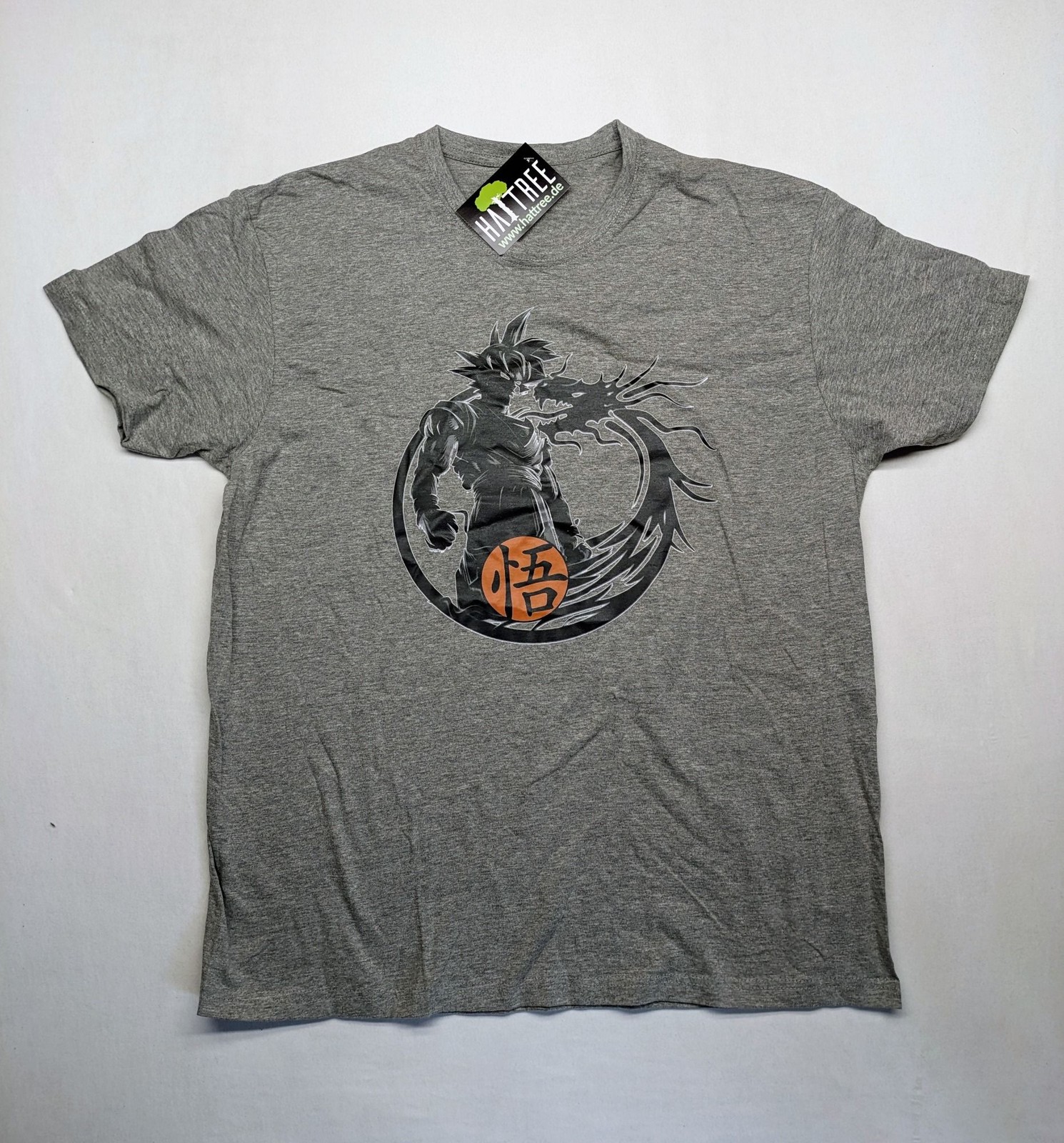 Dragon Ball Z Son Goku Camiseta Hombre Talla M Gris Anime Manga Go Kanji Gráficos