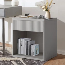 Fluted Night Stand, Nightstands with Drawer Storage, Modern Bed Side End Table