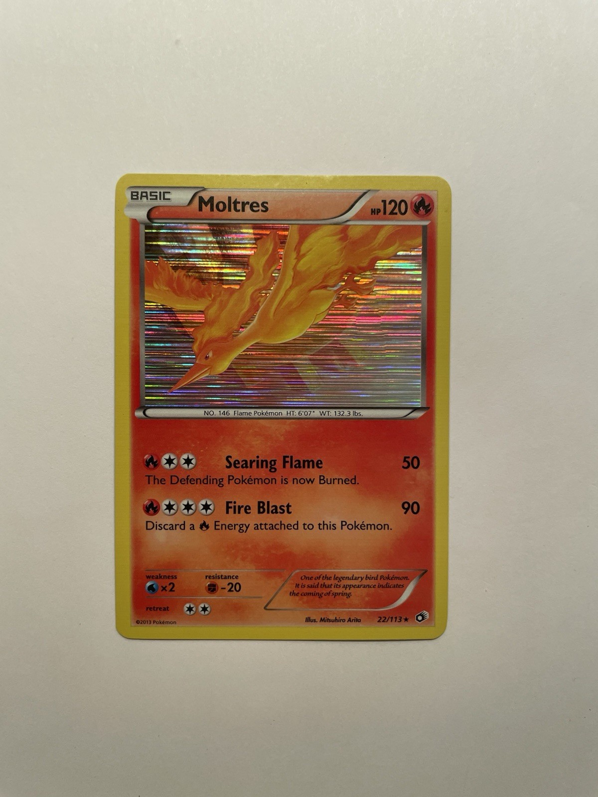 Moltres 22/113 Legendary Treasures Holo Rare Pokemon Card