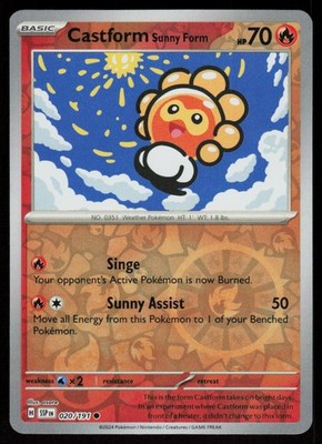 Castform Sunny Form 020/191 Common Surging Sparks Pokemon Reverse Holo Near Mint