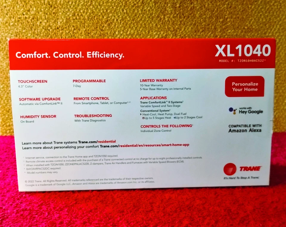 Trane 7-Day Programmable XL1040 Zone Control Thermostat (model:TZON1040AC52ZB) - Image 4 of 4