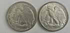 Lot of 2 Walking Liberty Half Dollars, 1942-S, 1942-P, Nice AU/UNC
