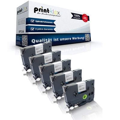 5x Ersatz kompatible Schriftbänder für Brother TZE211Schwarz auf Weiß 6mm-Ptouch