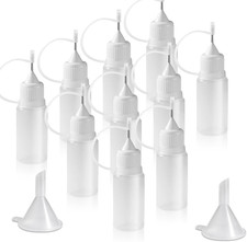 10-Pc 10ml Precision Tip Applicator Bottles with White Fine Needle Tips, Leak-Pr