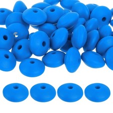 50Pcs 12mm Silicone Lentil Beads, Loose Abacus Bead for DIY Navy Blue 