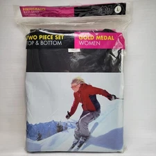 Gold Medal Thermal Set Womens Large Black Bottom Top Performance Base Layer New