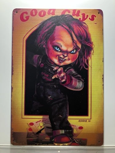 VINTAGE REPRODUCTION- TIN METAL SIGN- MAN CAVE- THRILLER- GOOD GUYS CHUCKY