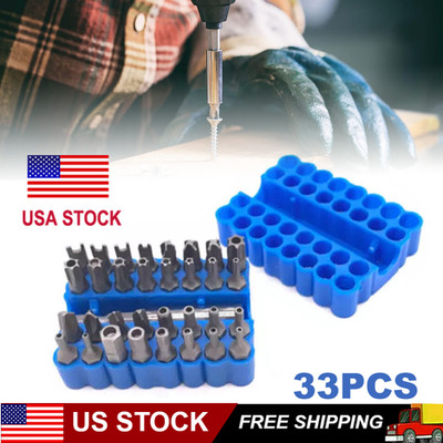 33PCS Hex Head Drill Bit Set w/ 1/4'' Extension Bit Holder Screwdriver Bit Set