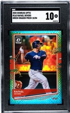 2020 Panini Donruss Optic Rafael Devers SGC 10 Gem Mint Green Dragon Prizm /84