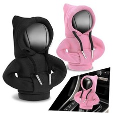 2pcs Car Gear Shift Knob Hoodie, Mini Hoodie Shifter Cover, 2 PCS Black Pink