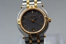 Near MINT GUCCI 9000L Black Dial 25mm Quartz Women's Vintage Watch From Japan