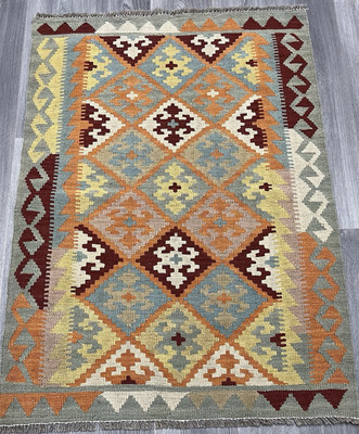 Vintage Kelim Traditionell Handgefertigt Orientalisch Wolle Kelim 3ft11inx2ft7i 122cmx88cm