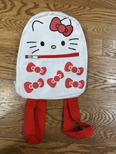 Hello Kitty Sanrio Small White/Red Polyester Backpack Zip Closure