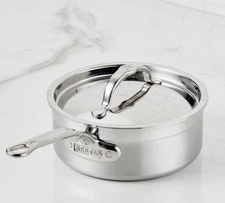 Hestan ProBond 3QT Professional Clad Stainless-Steel Covered Saucepan.