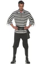 Brand New Striped Pirate Buccaneer Adult Costume Black 