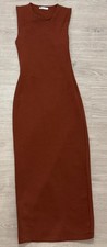 Zara Sleeveless Open Back Midi Dress – Rust Brown – Size S