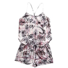 Victorias Secret Pink Floral Sleep Set Small Y Back Tank  Shorts Satin Romantic