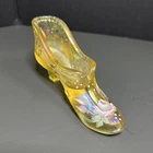 Fenton Handpainted Signed Gold Glass Slipper